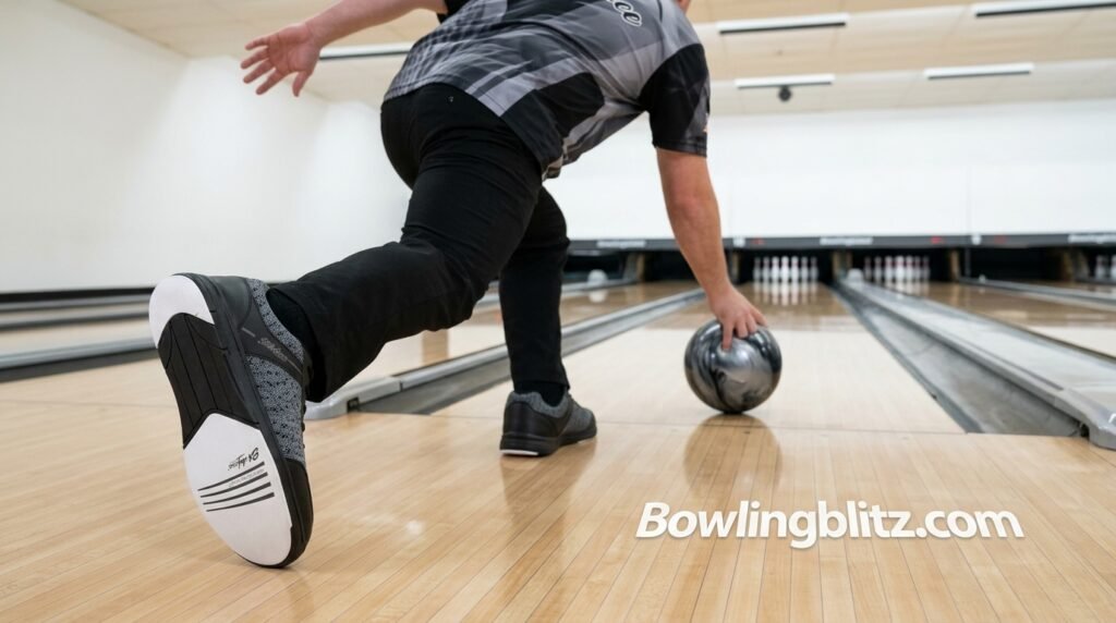 Bowler releasing a bowling ball down a clean lane